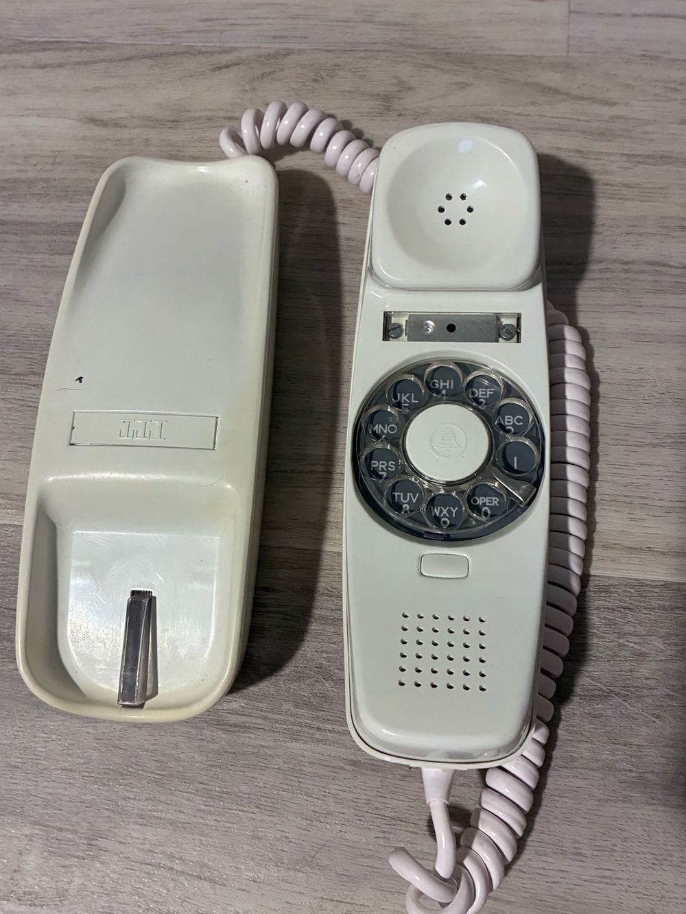 Vintage White ITT Rotary Trimline Telephone